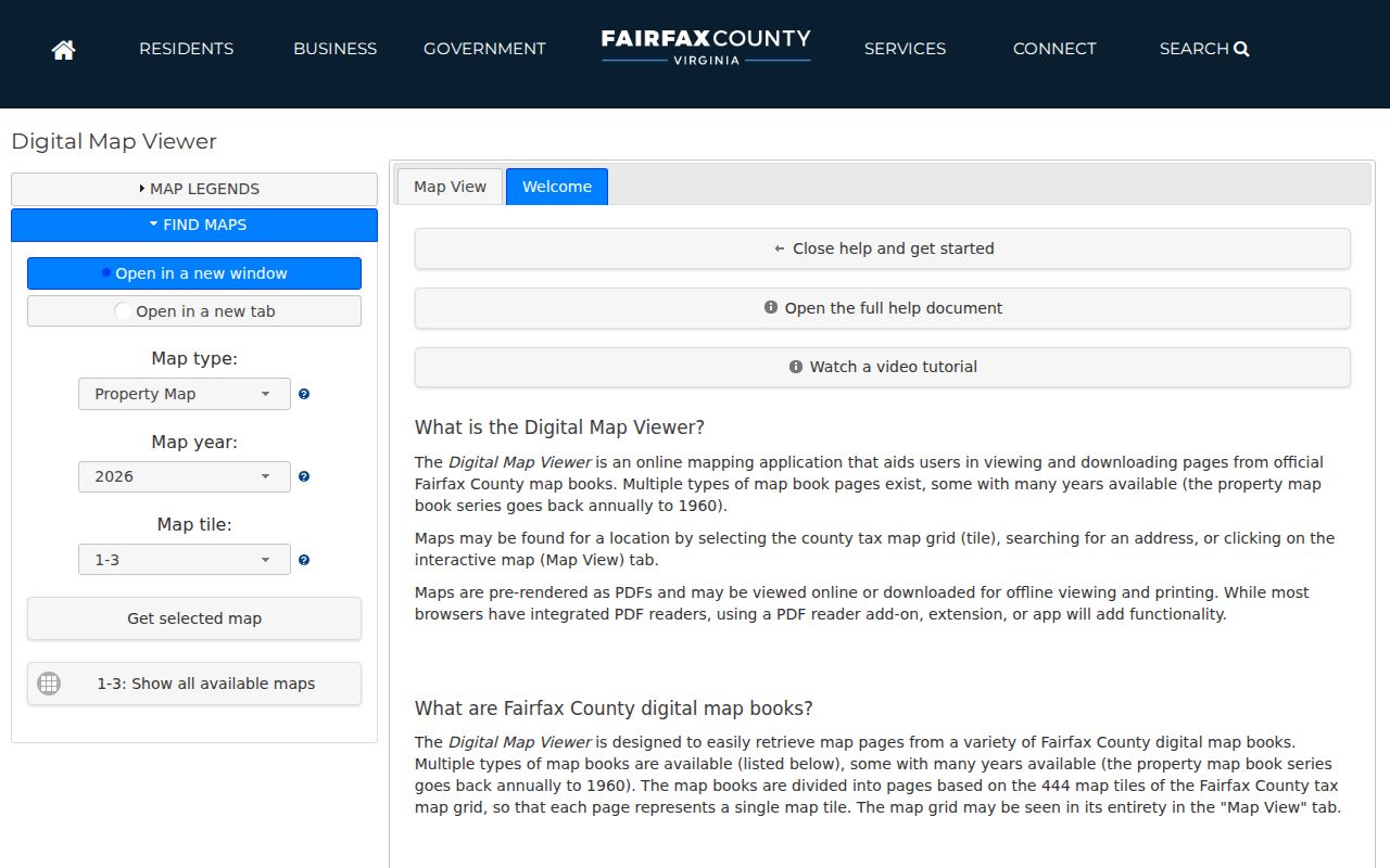 McNair city directory historic map access through Fairfax Digital Map Viewer