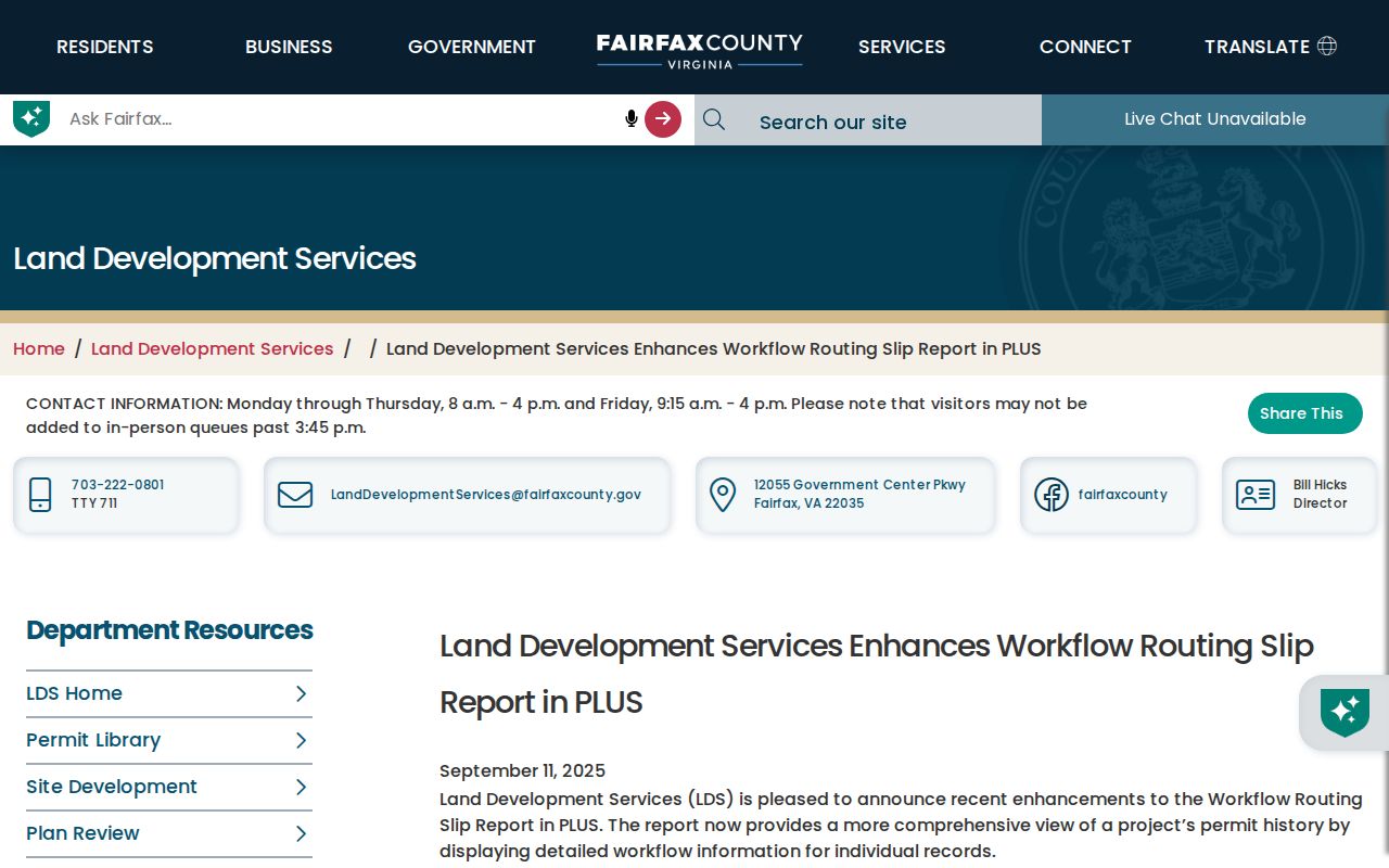 McNair previous residents Fairfax Land Development Services report update