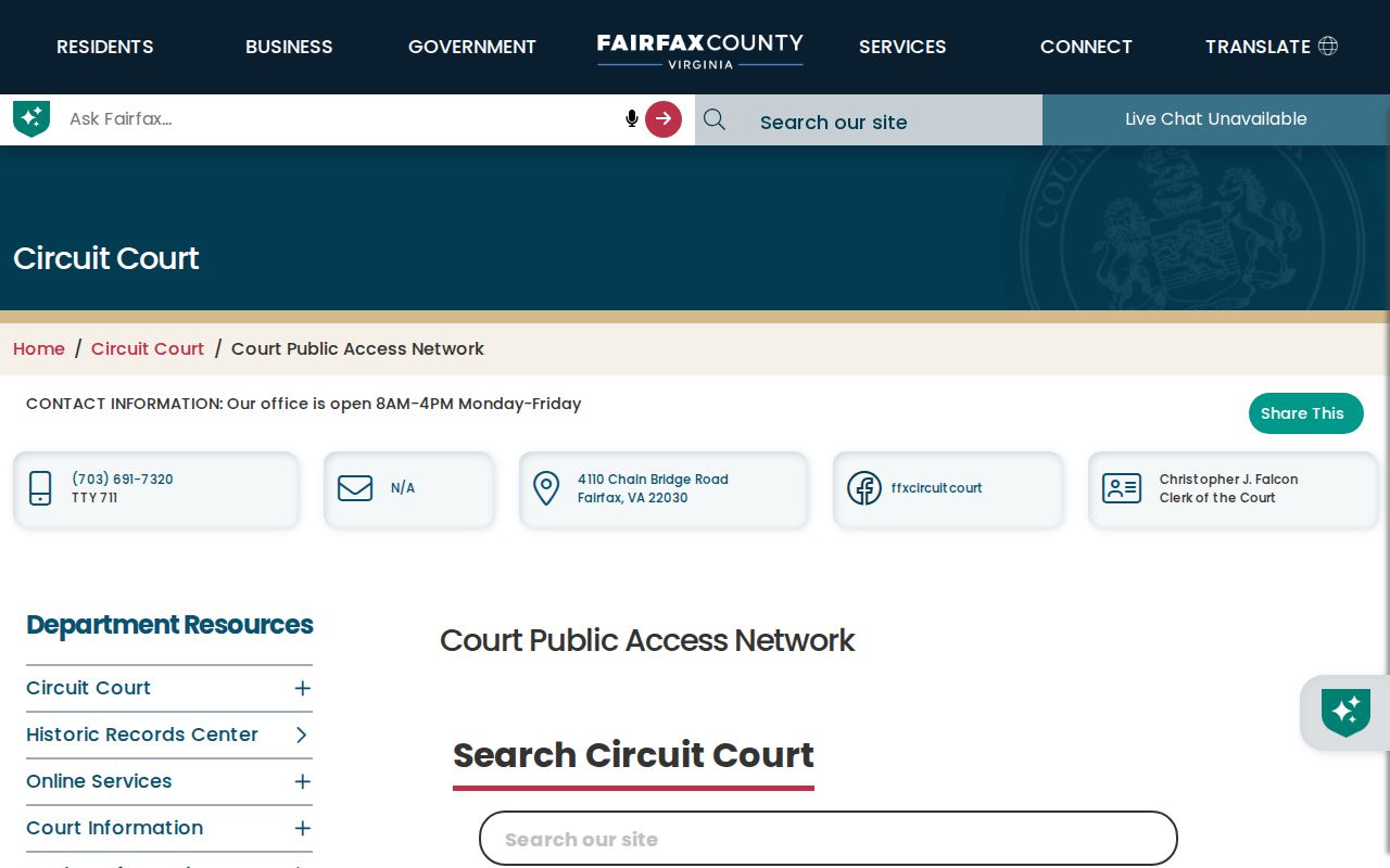 McNair street directory Fairfax CPAN land and court records access