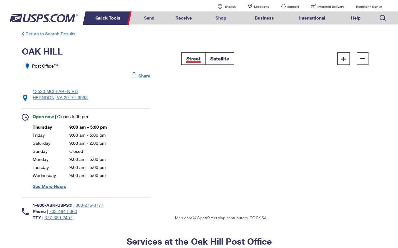 McNair ZIP code directory USPS Oak Hill 20171 postal location